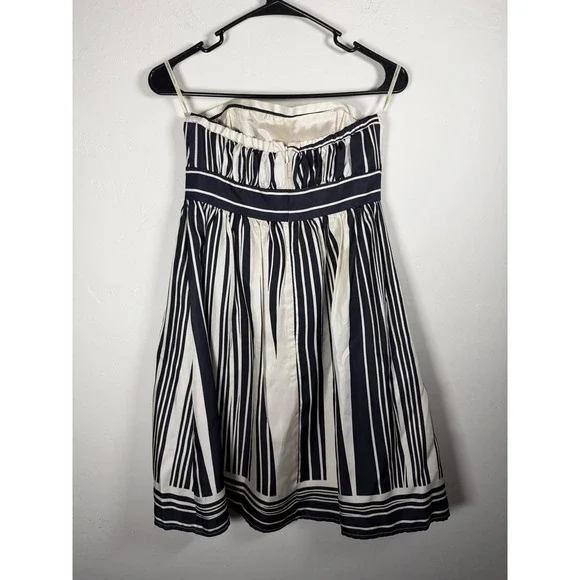 Corey Lynn Calter Striped Strapless Dress Black White Silk Size 4 Knee Length - Picture 2 of 7